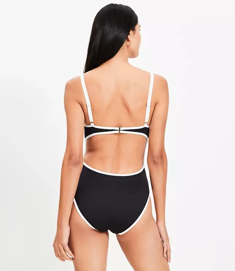 LOFT Beach Scoop Neck Cutout One Piece Swimsuit