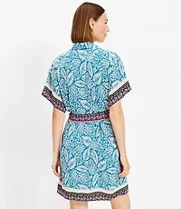 Palm Collared Tie Waist Mini Dress
