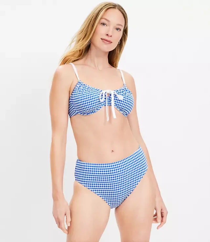 LOFT Beach Gingham High Waist Bikini Bottom