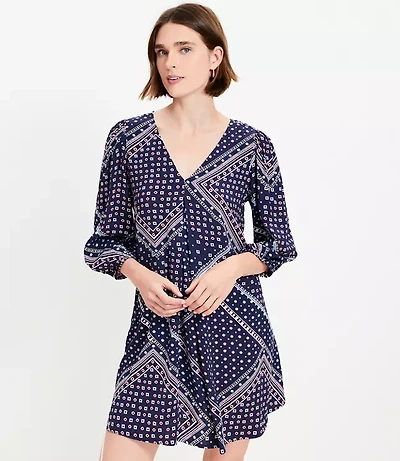 Bandana Print Pleated Mini Pocket Dress