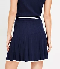 Pointelle Pleated Mini Sweater Skirt