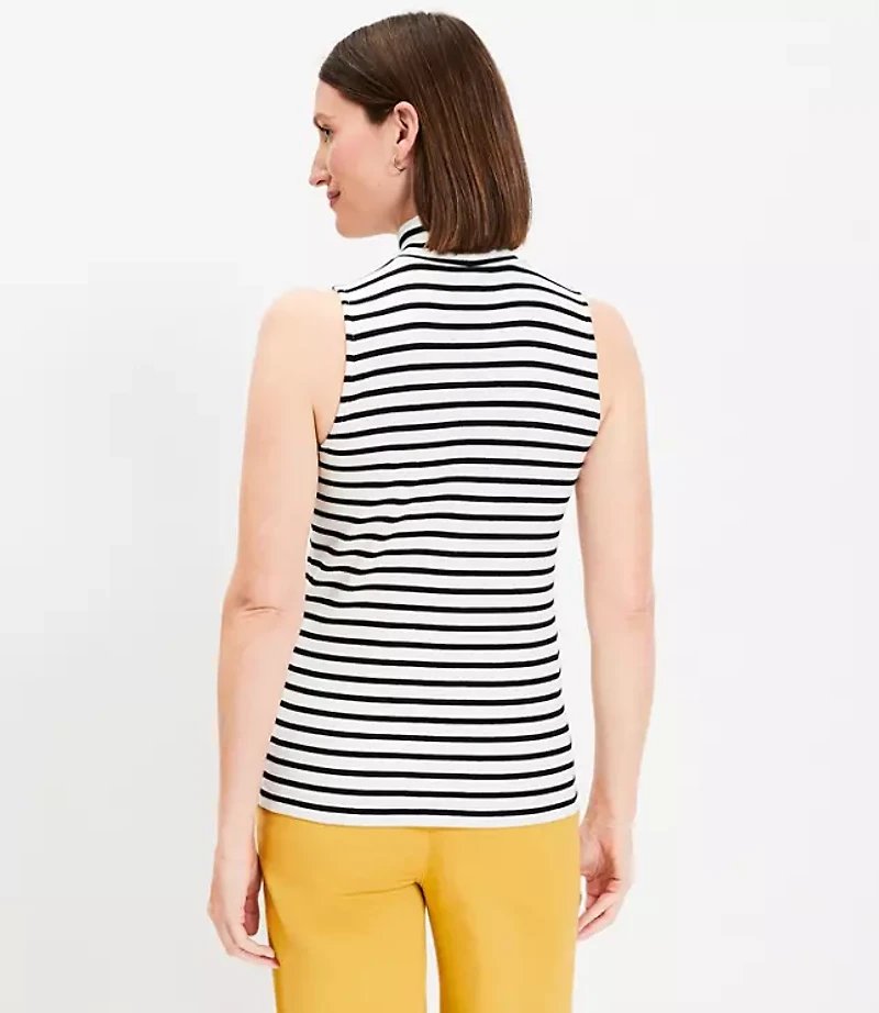 Petite Stripe Mock Neck Perfect Ribbed Tank Top