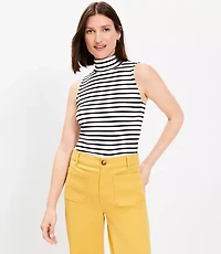 Petite Stripe Mock Neck Perfect Ribbed Tank Top