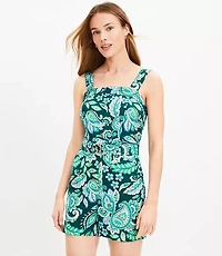 Paisley Linen Blend Belted Romper