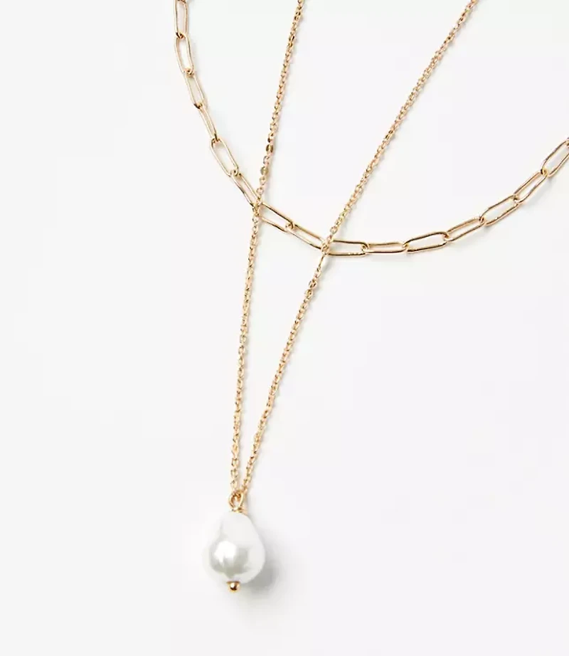 Pearlized Chain Layered Necklace