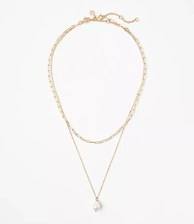 Pearlized Chain Layered Necklace