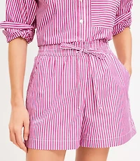 Pull On Shorts in Striped Poplin