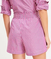 Pull On Shorts in Striped Poplin