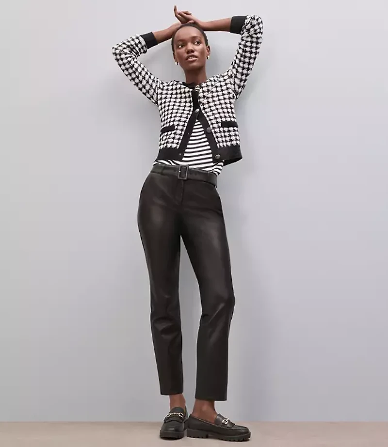 Belted Riviera Slim Pants in Faux Leather