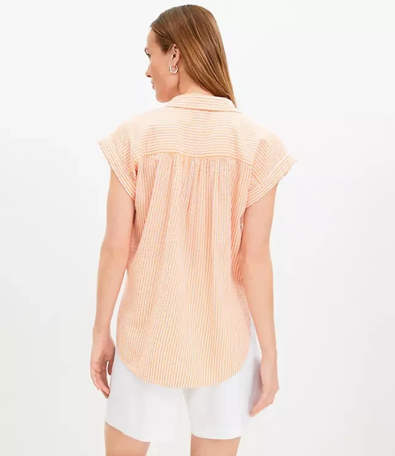 Petite Textured Stripe Dolman Shirt