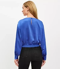 Satin Bubble Hem Blouse