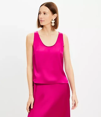 Petite Satin Hi-Lo Hem Tank Top