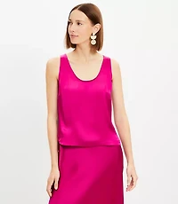 Petite Satin Hi-Lo Hem Tank Top