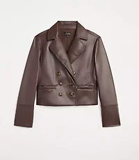 LOFT Versa Faux Leather Cropped Double Breasted Blazer