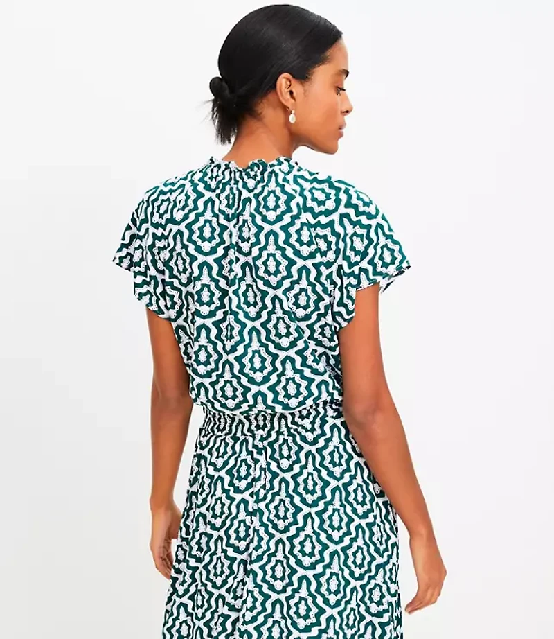 Petite Front Tie Bubble Blouse