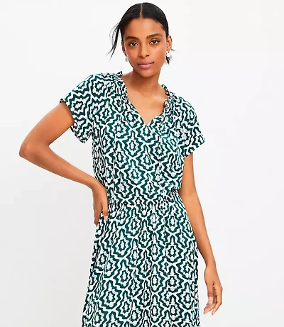 Petite Front Tie Bubble Blouse