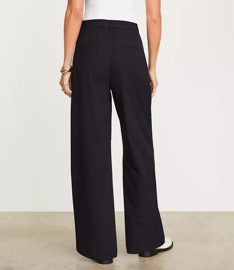 LOFT Versa Seasonless Stretch Double Pleat Wide Leg Pant