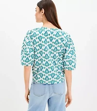 Petite Floral Medallion Bell Sleeve Blouse