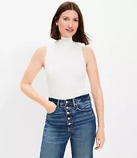 Petite Mock Neck Perfect Ribbed Tank Top