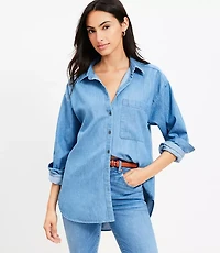 Petite Chambray Everyday Oversized Pocket Shirt