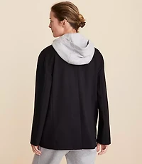 Petite Lou & Grey Sporty Ponte Hooded Double Breasted Blazer