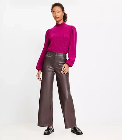 Palmer Wide Leg Crop Pants Faux Leather