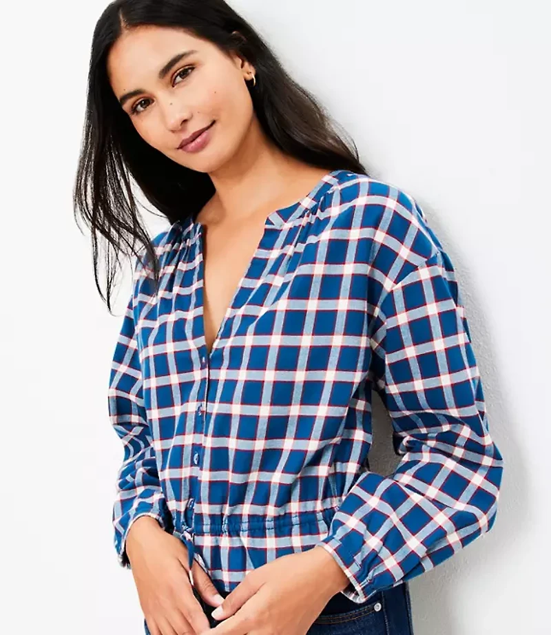 Plaid Flannel Modern Drawstring Shirt