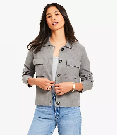 Petite Collared Sweater Jacket