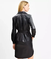 Petite Faux Leather Pocket Shirtdress