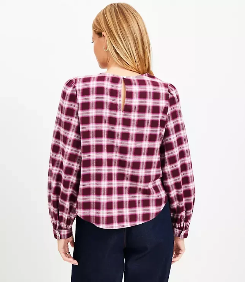 Plaid Flannel Knotted Blouse