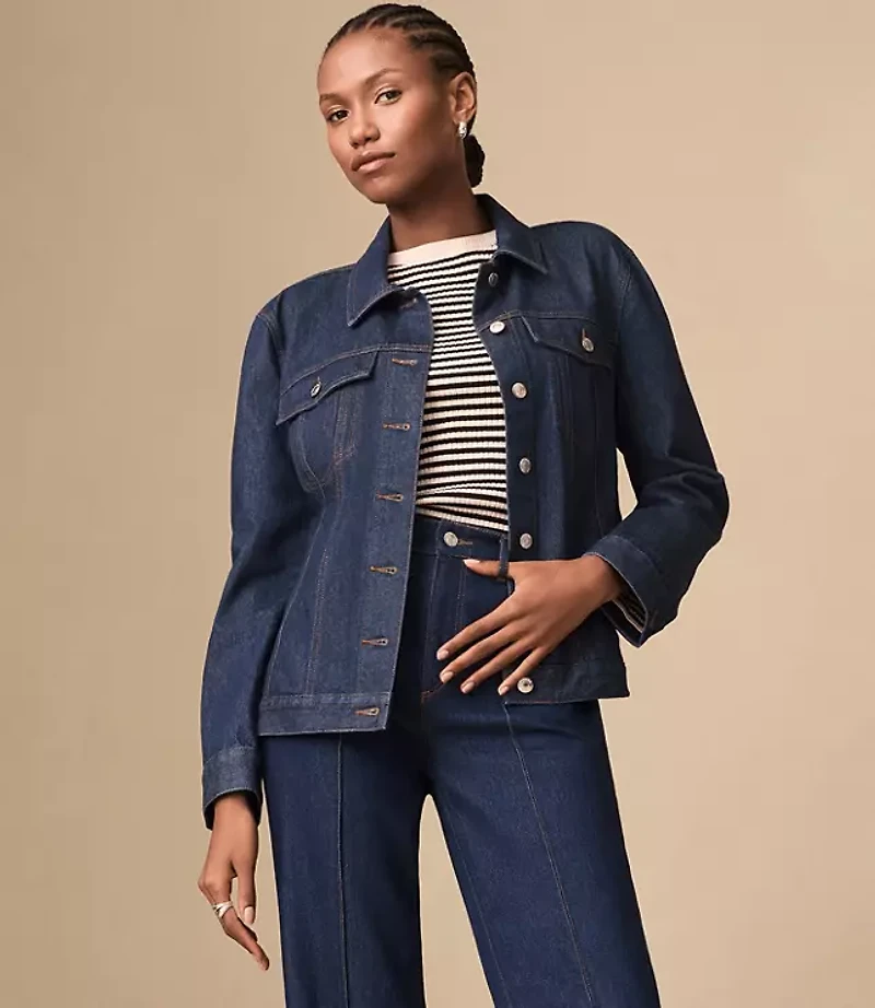 Seamed Denim Trucker Jacket in Classic Rinse Wash