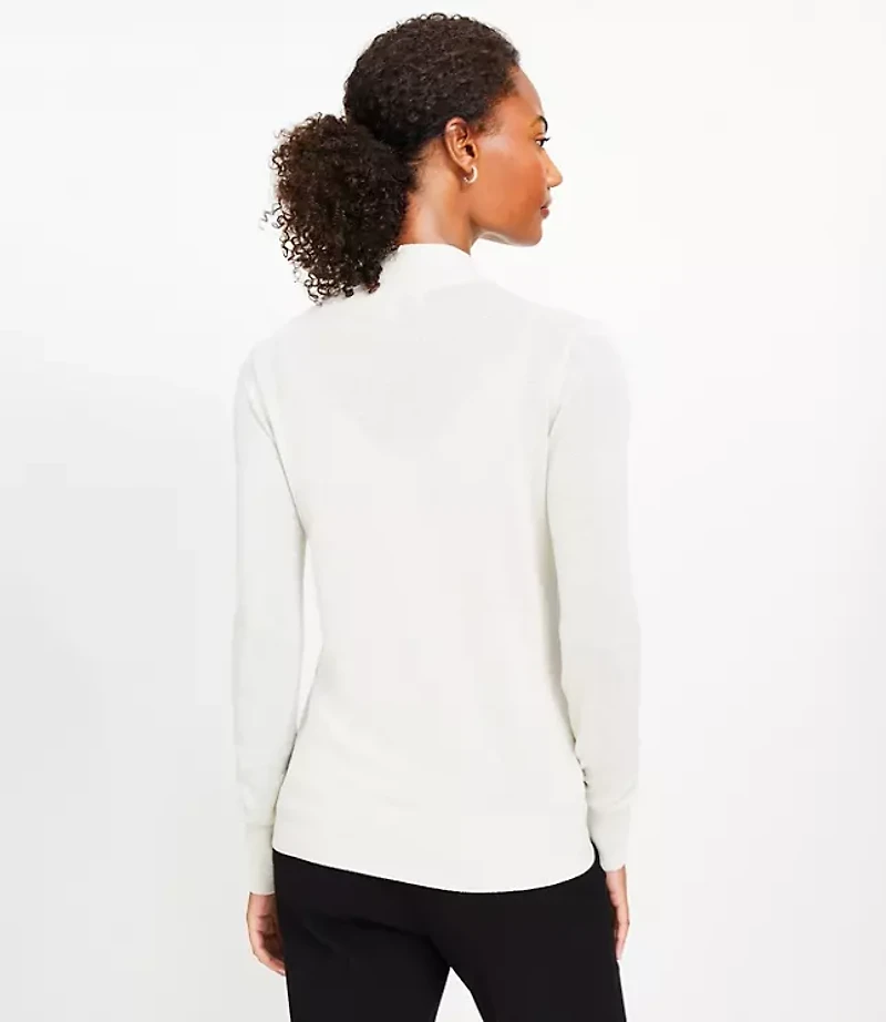 Shimmer Sheer Mock Neck Sweater