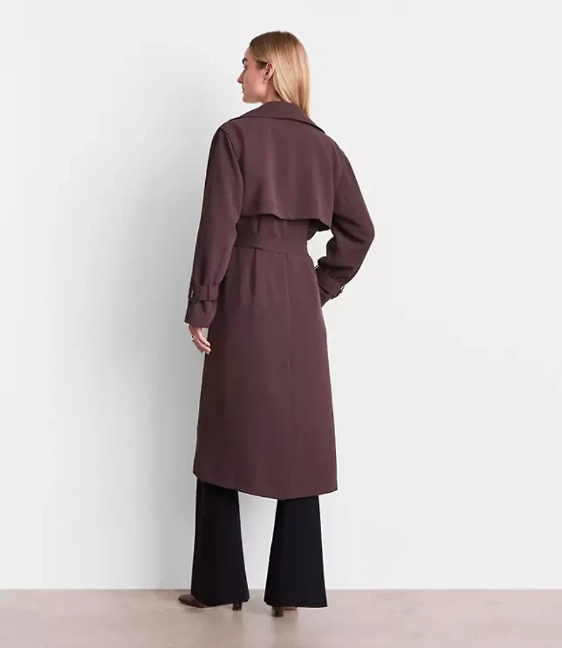 Petite LOFT Versa Crepe Drape Oversized Trench Coat
