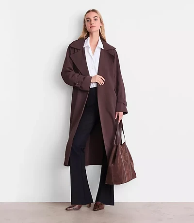 Petite LOFT Versa Crepe Drape Oversized Trench Coat