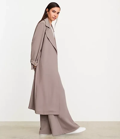 Petite LOFT Versa Crepe Drape Oversized Trench Coat