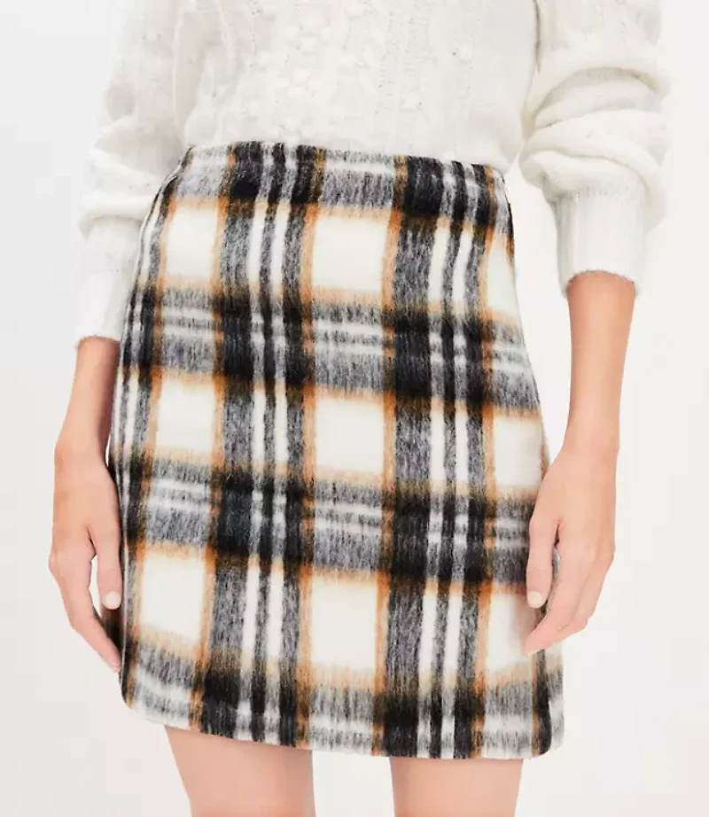 Brushed Plaid Mini Skirt