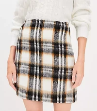 Brushed Plaid Mini Skirt