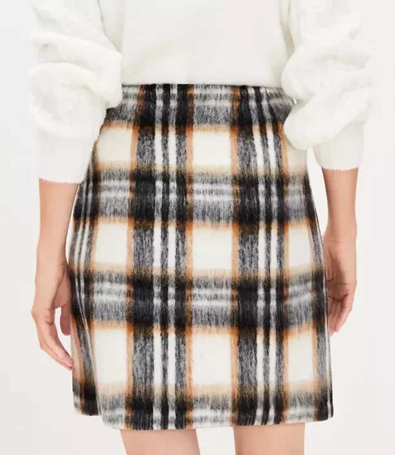 Brushed Plaid Mini Skirt