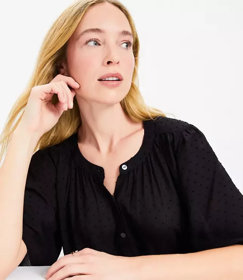 Clip Button Flutter Sleeve Blouse