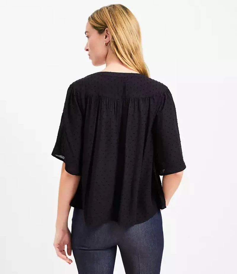 Clip Button Flutter Sleeve Blouse