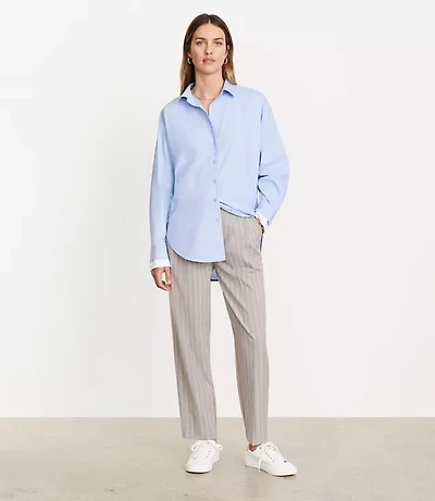 Petite LOFT Versa Poplin Oversized Double Cuff Tunic Shirt