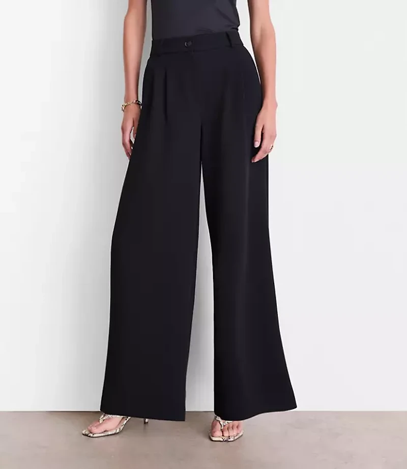 Petite LOFT Versa Crepe Drape Palazzo Pant