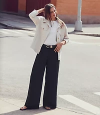 Petite LOFT Versa Crepe Drape Palazzo Pant
