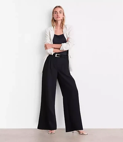 Petite LOFT Versa Crepe Drape Palazzo Pant
