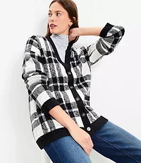 Plaid Pocket Boyfriend Cardigan