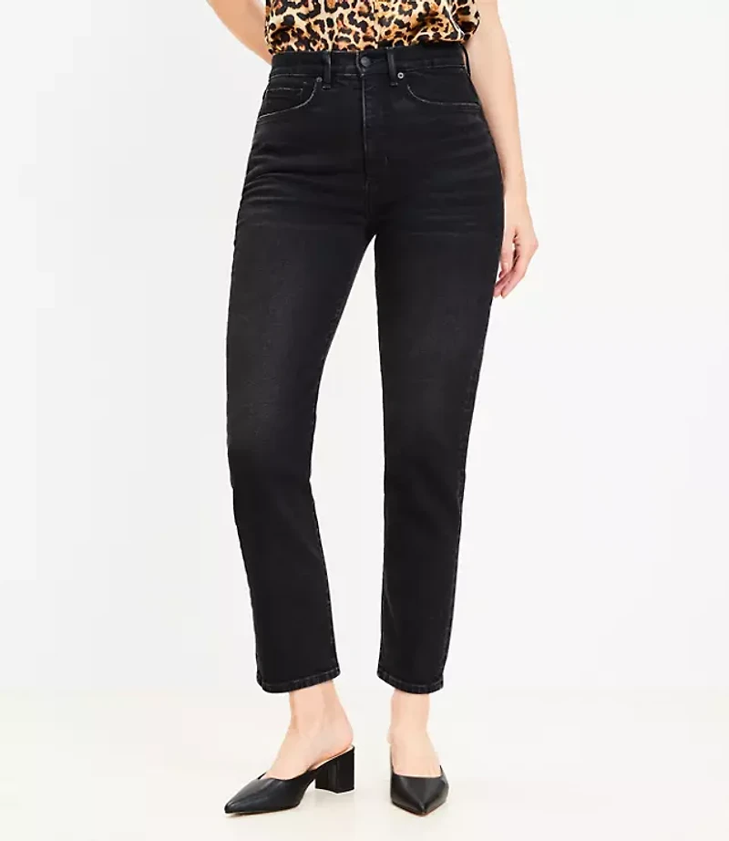 Curvy High Rise Slim Jeans Washed Black