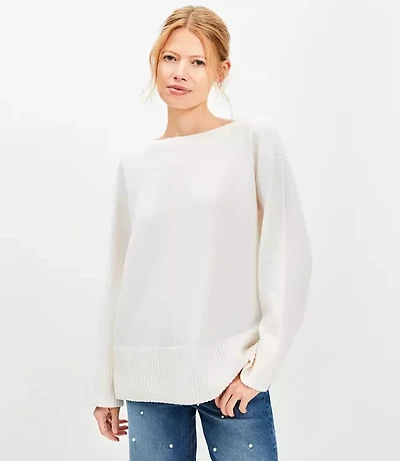 Ribtrim Boatneck Tunic Sweater