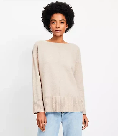 Ribtrim Boatneck Tunic Sweater