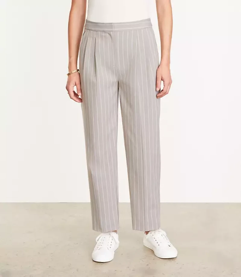Petite LOFT Versa Seasonless Stretch Double Pleat Taper Pant Stripe