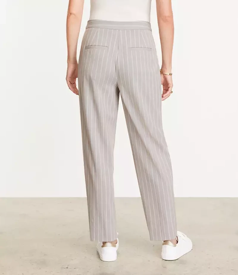 Petite LOFT Versa Seasonless Stretch Double Pleat Taper Pant Stripe